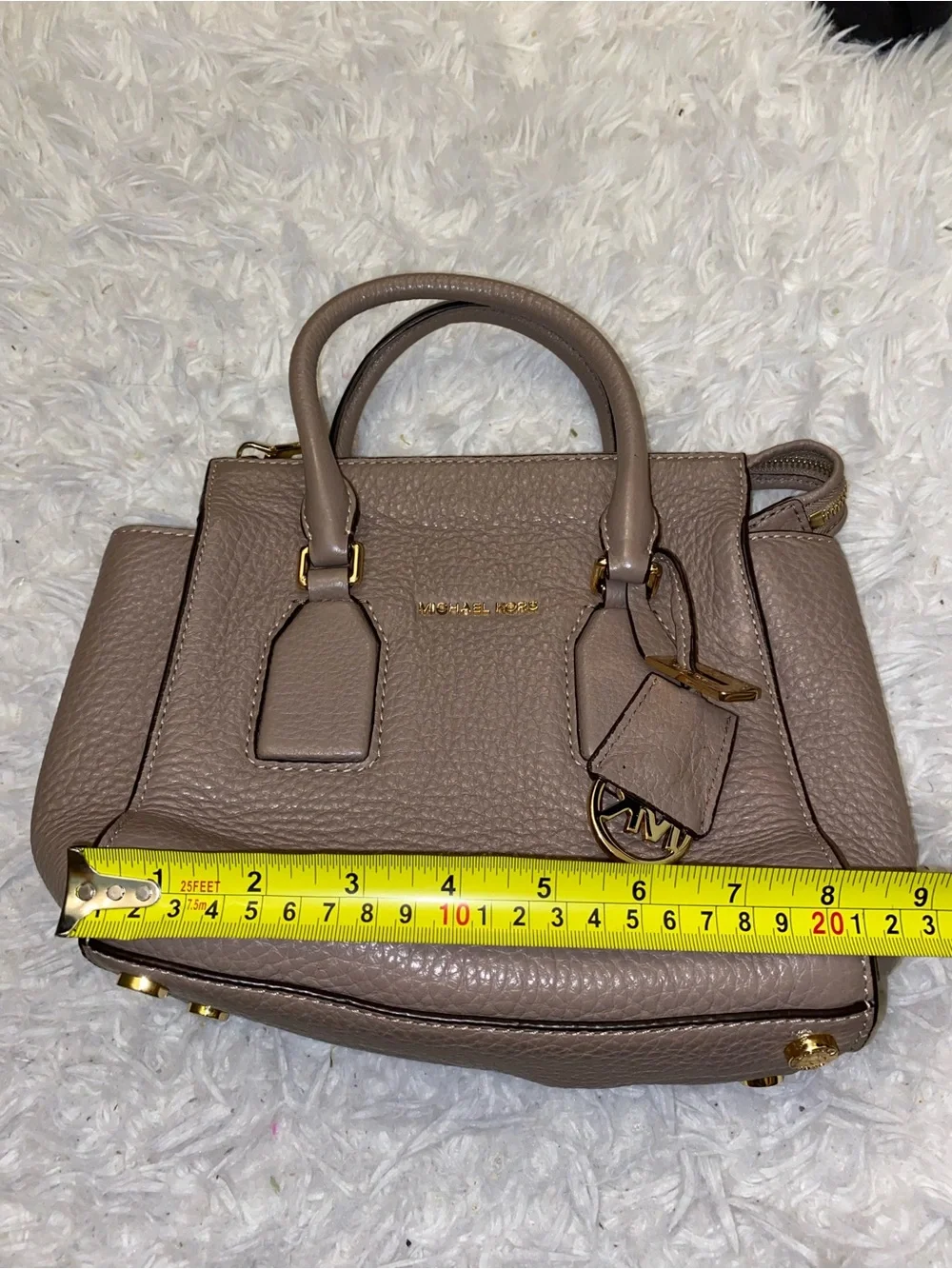 Michael Kors tan Pebbled Leather Satchel Bag purse